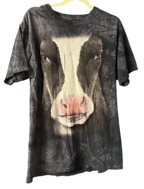 The Mountain cow face tee black acid wash animal graphic tshirt Size XL